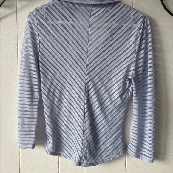 Guess Light Blue Sheer Striped Women's Top Small - Picture 6 of 6